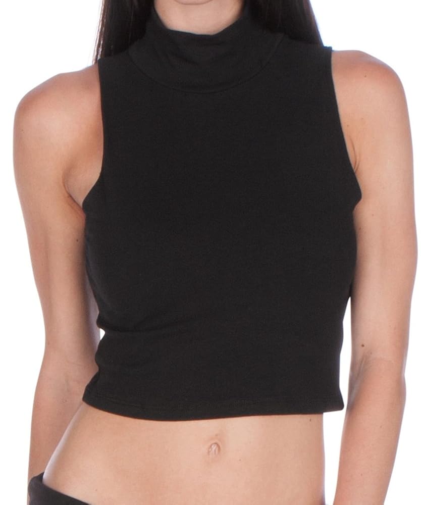 トップス mesh turtleneck design tank top JEsilunmaMY Womens Turtleneck Tank Tops Sleeveless High Neck